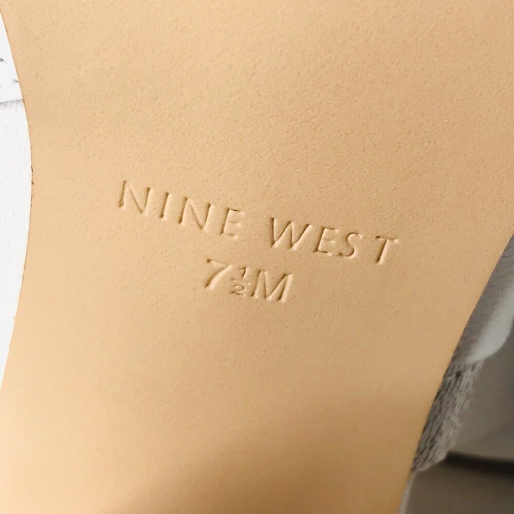 Nine West Womens Byron Mules Heel White Slip On High Peep Toe Stacked Block 7.5 - Picture 7 of 8